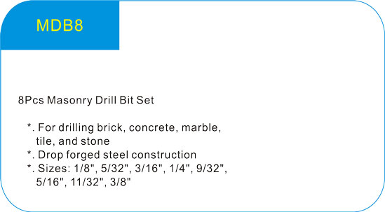  8Pcs Masonry Drill Bit Set  